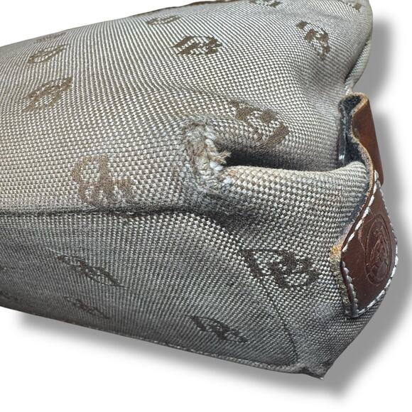 Dooney & Bourke Large Tassel Canvas Tote Bag Beige Brown Y2K — Read Description - Picture 12 of 15